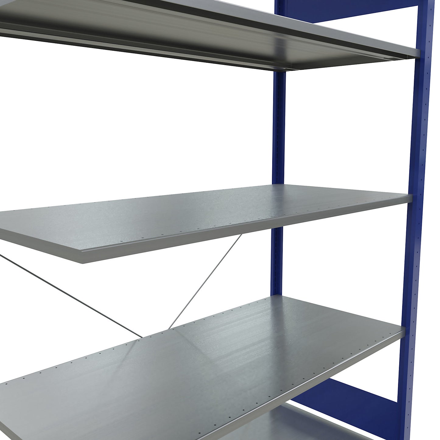 Boltless shelving unit, single row, shelf WxD 1300 x 600 mm, blue, height 2000 mm, extension shelf unit.