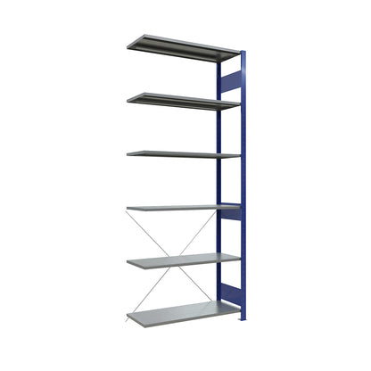 Boltless shelving unit, single row, shelf WxD 1000 x 400 mm, blue, height 2500 mm, extension shelf unit.