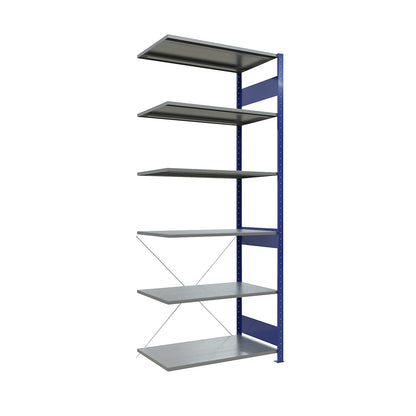 Boltless shelving unit, single row, shelf WxD 1000 x 600 mm, blue, height 2500 mm, extension shelf unit.