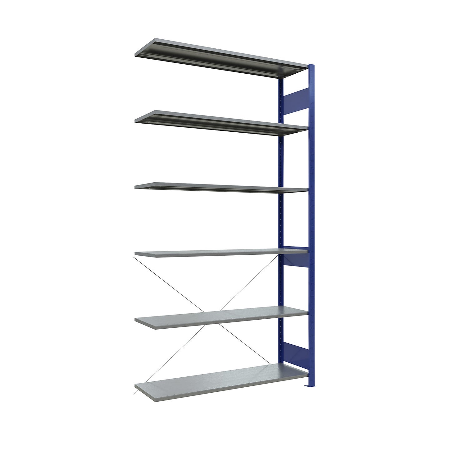 Boltless shelving unit, single row, shelf WxD 1300 x 400 mm, blue, height 2500 mm, extension shelf unit.