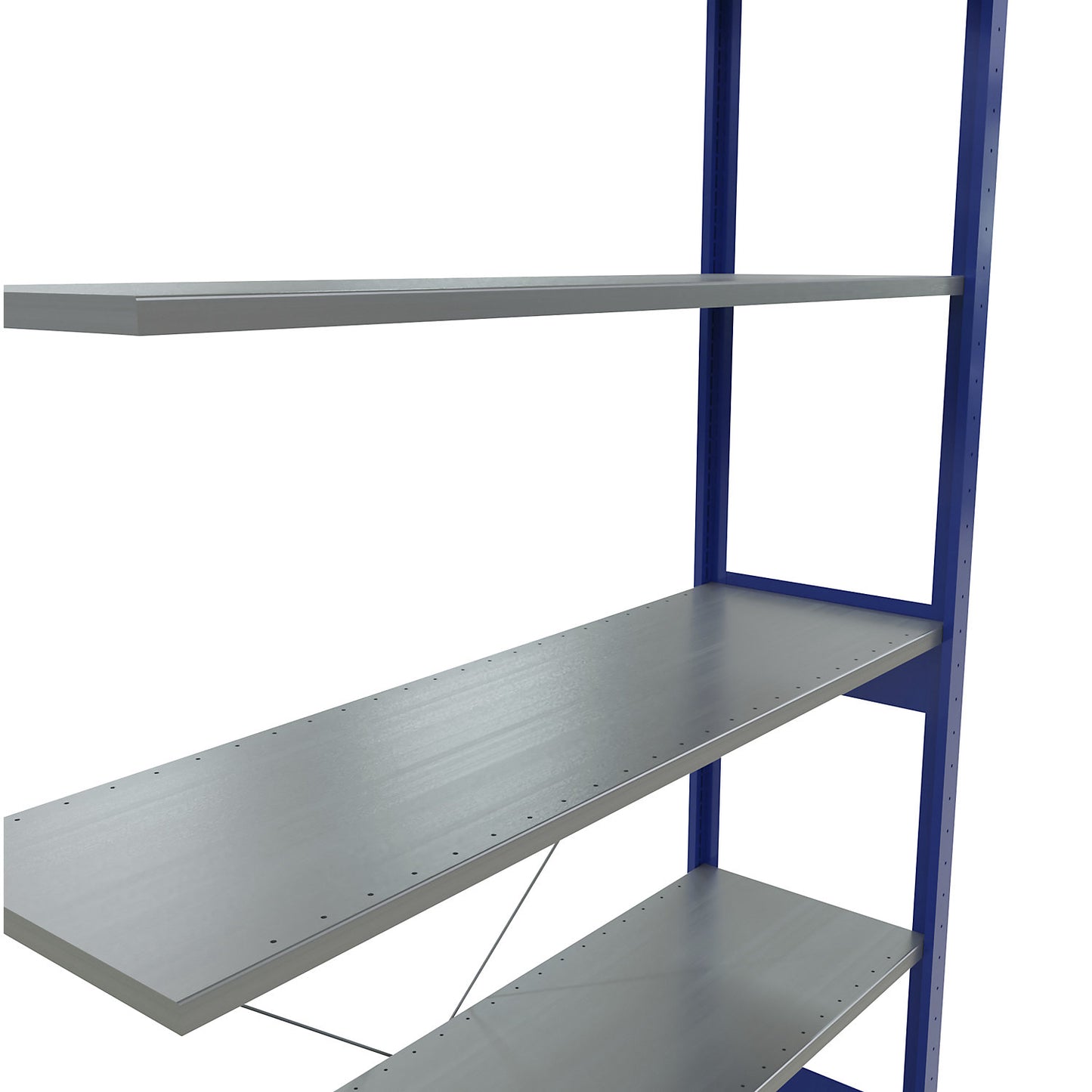 Boltless shelving unit, single row, shelf WxD 1300 x 400 mm, blue, height 2500 mm, extension shelf unit.