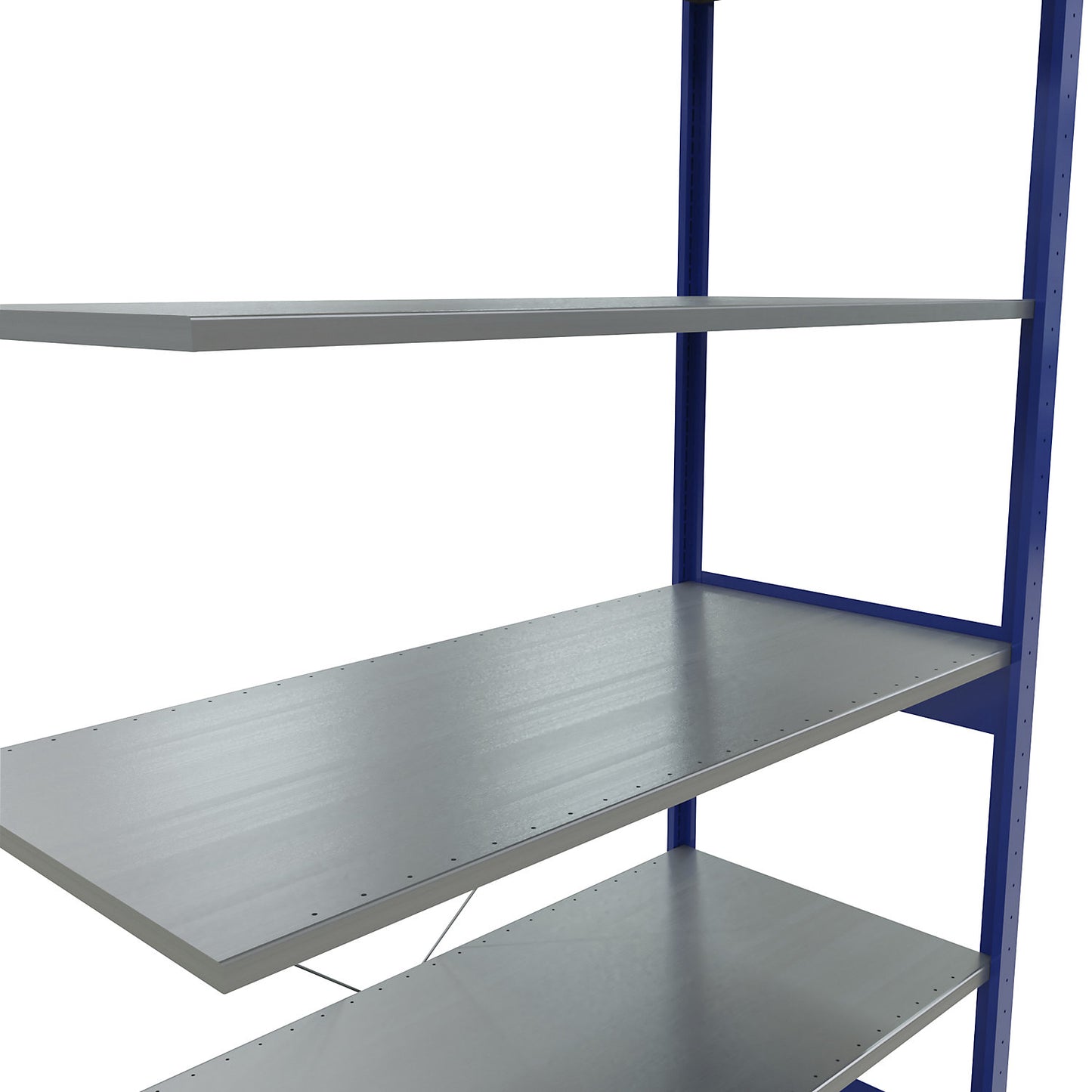 Boltless shelving unit, single row, shelf WxD 1300 x 600 mm, blue, height 2500 mm, extension shelf unit.
