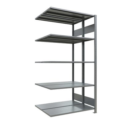 Boltless shelving unit, double row, shelf WxD 1000 x (2 x 400) mm, zinc plated, height 2000 mm, extension shelf unit.