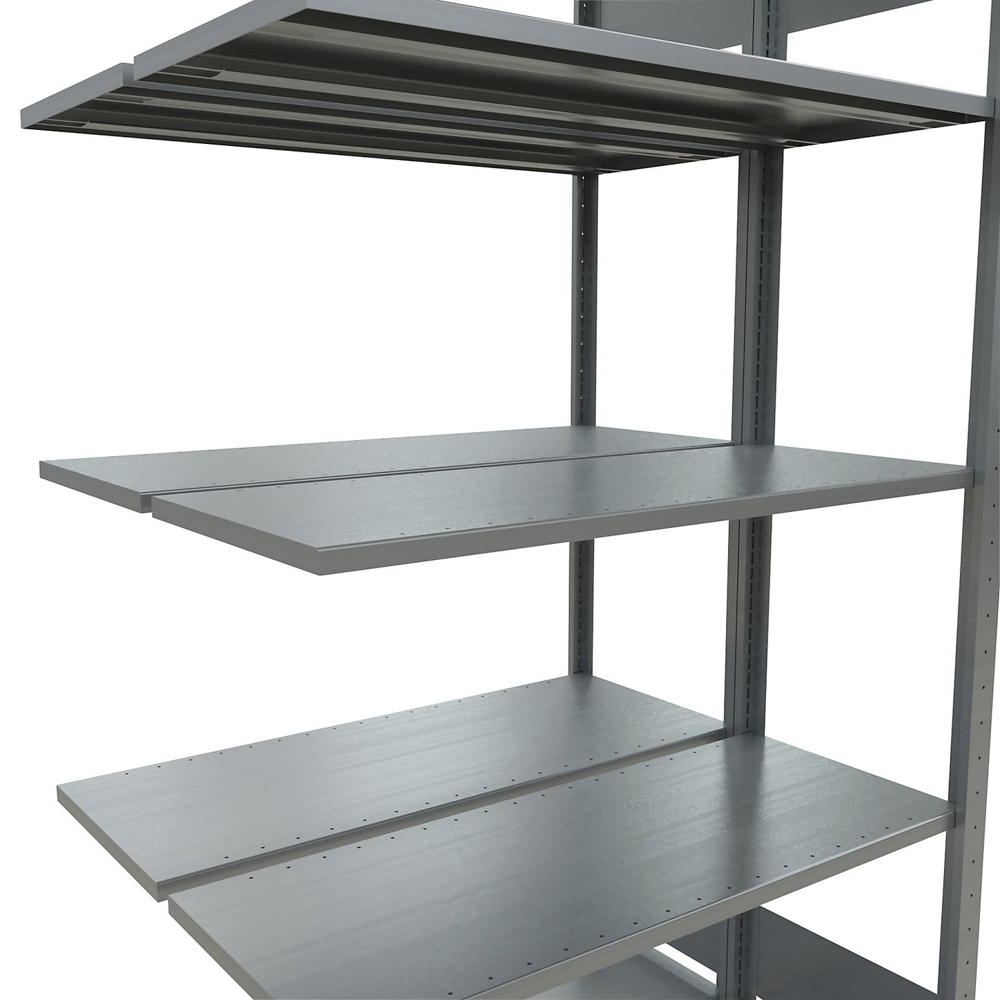 Boltless shelving unit, double row, shelf WxD 1000 x (2 x 400) mm, zinc plated, height 2000 mm, extension shelf unit.