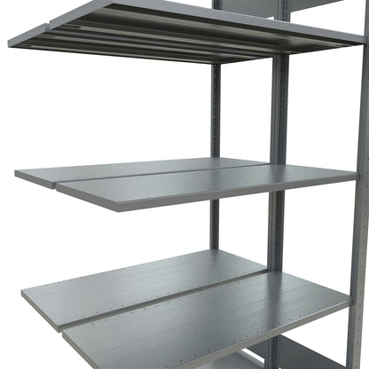Boltless shelving unit, double row, shelf WxD 1000 x (2 x 400) mm, zinc plated, height 2000 mm, extension shelf unit.