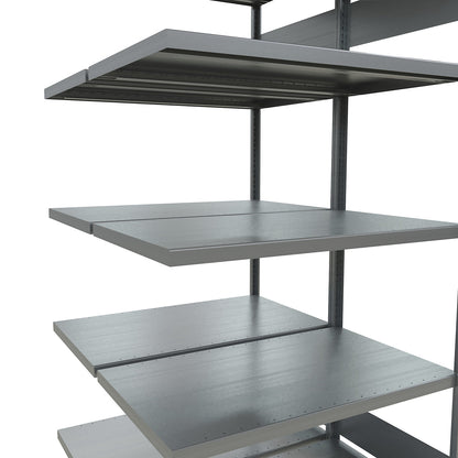 Boltless shelving unit, double row, shelf WxD 1300 x (2 x 600) mm, zinc plated, height 2000 mm, extension shelf unit.