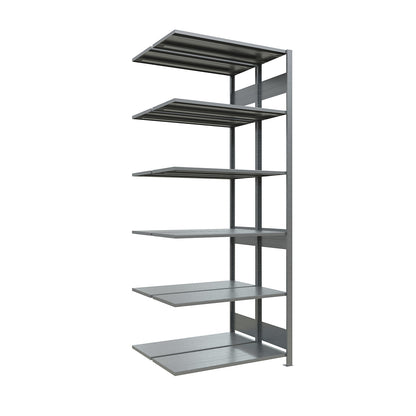 Boltless shelving unit, double row, shelf WxD 1000 x (2 x 400) mm, zinc plated, height 2500 mm, extension shelf unit.