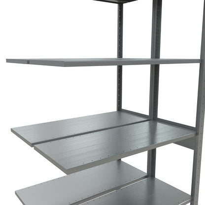 Boltless shelving unit, double row, shelf WxD 1000 x (2 x 400) mm, zinc plated, height 2500 mm, extension shelf unit.