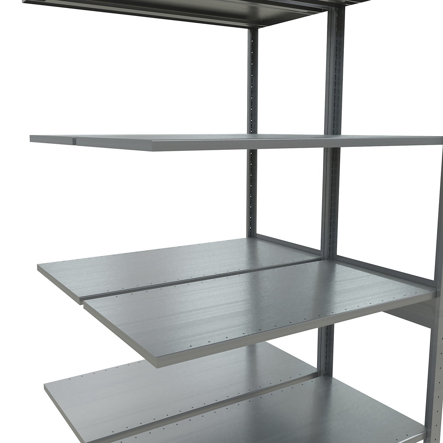 Boltless shelving unit, double row, shelf WxD 1000 x (2 x 500) mm, zinc plated, height 2500 mm, extension shelf unit.