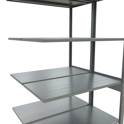 Boltless shelving unit, double row, shelf WxD 1000 x (2 x 500) mm, zinc plated, height 2500 mm, extension shelf unit.