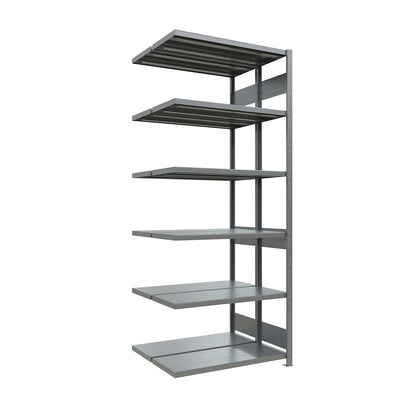 Boltless shelving unit, double row, shelf WxD 1300 x (2 x 400) mm, zinc plated, height 2500 mm, extension shelf unit.