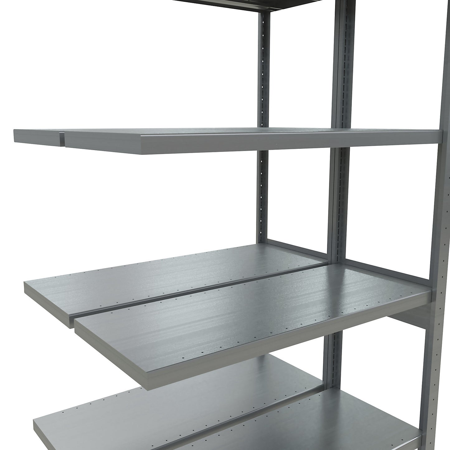 Boltless shelving unit, double row, shelf WxD 1300 x (2 x 400) mm, zinc plated, height 2500 mm, extension shelf unit.