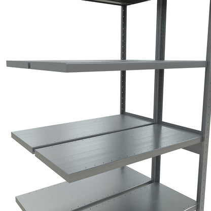 Boltless shelving unit, double row, shelf WxD 1300 x (2 x 400) mm, zinc plated, height 2500 mm, extension shelf unit.