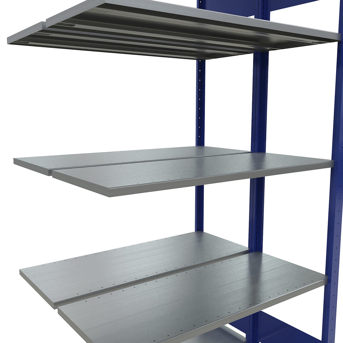 Boltless shelving unit, double row, shelf WxD 1000 x (2 x 400) mm, blue, height 2000 mm, extension shelf unit.