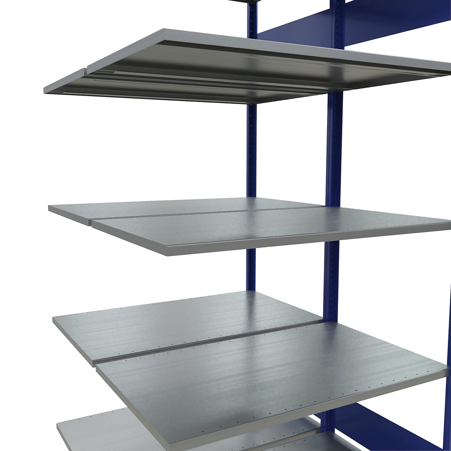 Boltless shelving unit, double row, shelf WxD 1000 x (2 x 600) mm, blue, height 2000 mm, extension shelf unit.