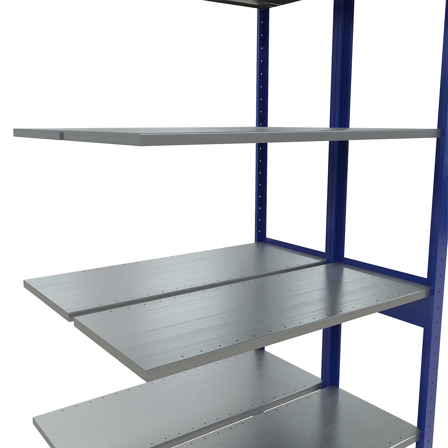 Boltless shelving unit, double row, shelf WxD 1300 x (2 x 400) mm, blue, height 2500 mm, extension shelf unit.