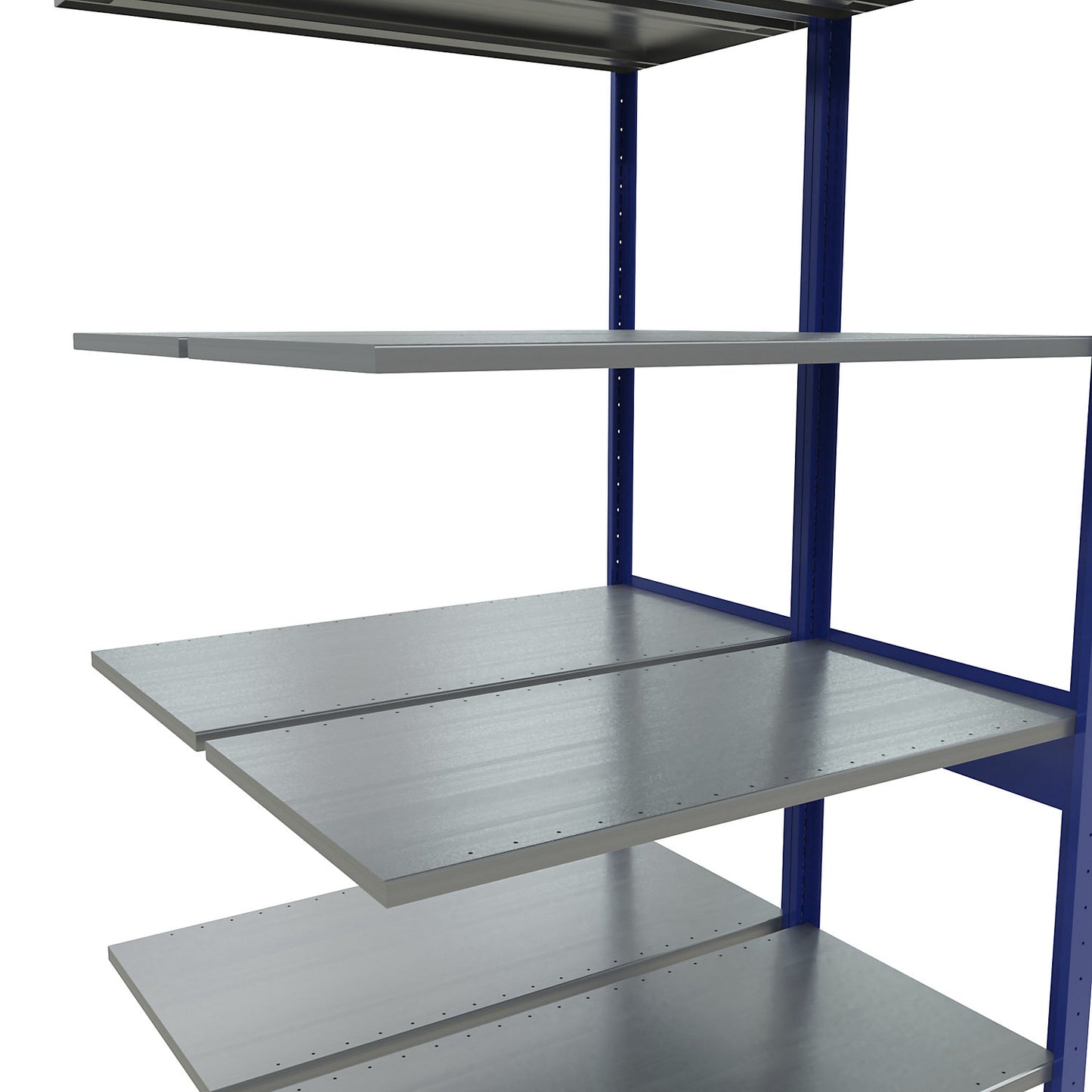 Boltless shelving unit, double row, shelf WxD 1000 x (2 x 500) mm, blue, height 2500 mm, extension shelf unit.