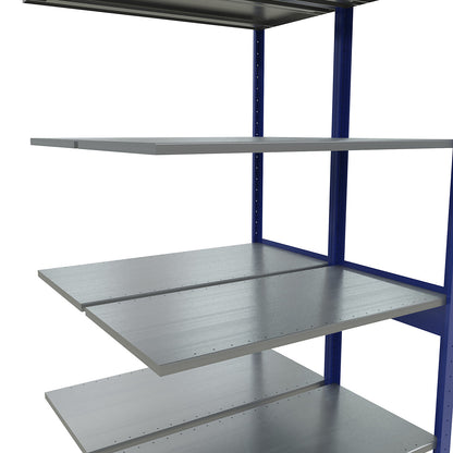 Boltless shelving unit, double row, shelf WxD 1000 x (2 x 500) mm, blue, height 2500 mm, extension shelf unit.