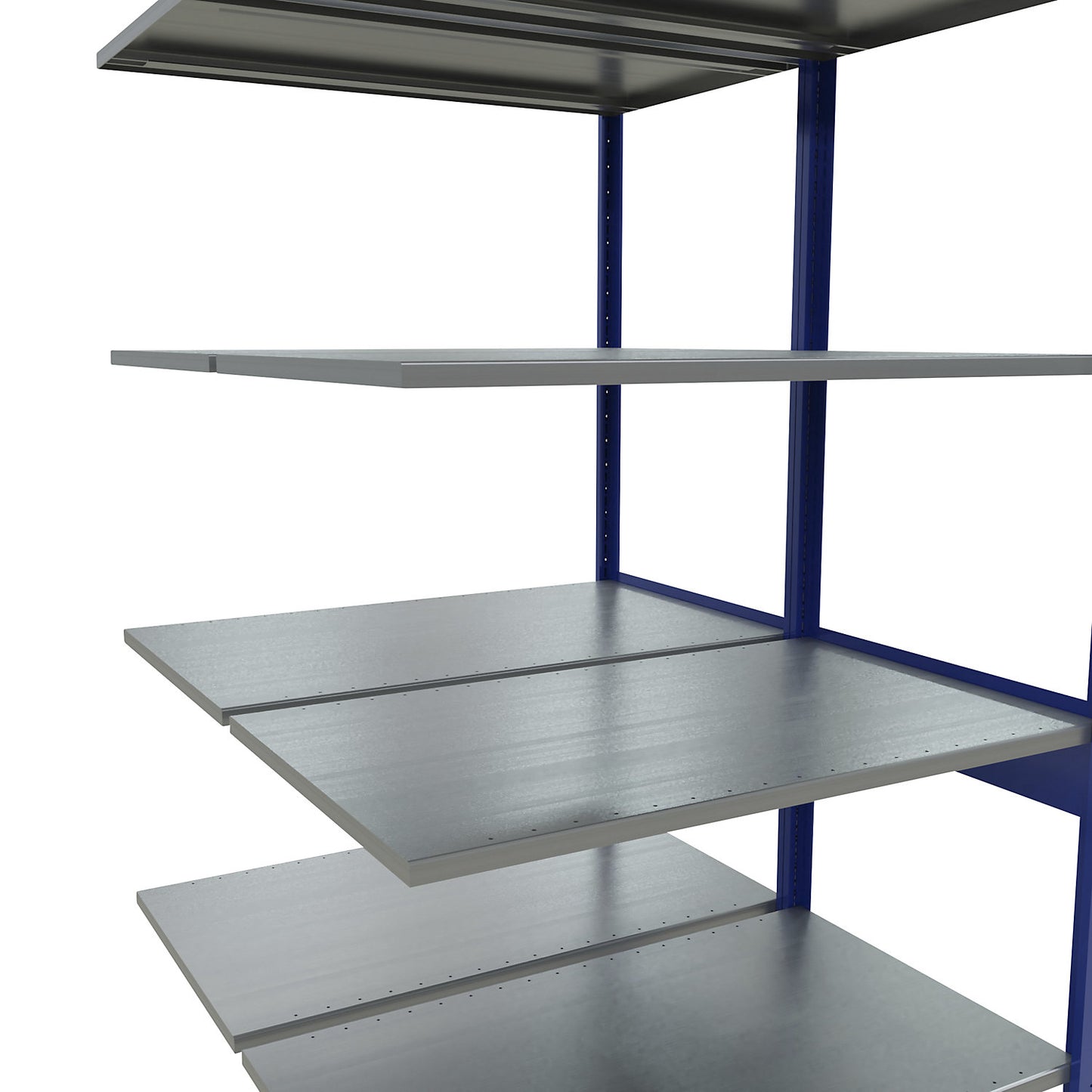 Boltless shelving unit, double row, shelf WxD 1000 x (2 x 600) mm, blue, height 2500 mm, extension shelf unit.