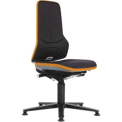 NEON industrial swivel chair swivel chair, floor glides, permanent contact mechanism, fabric, orange bumper.