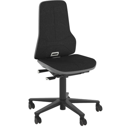 NEON industrial swivel chair, castors, permanent contact mechanism, fabric, grey bumper.