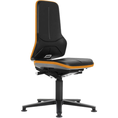 NEON industrial swivel chair swivel chair, floor glides, permanent contact mechanism, skintec, orange bumper.