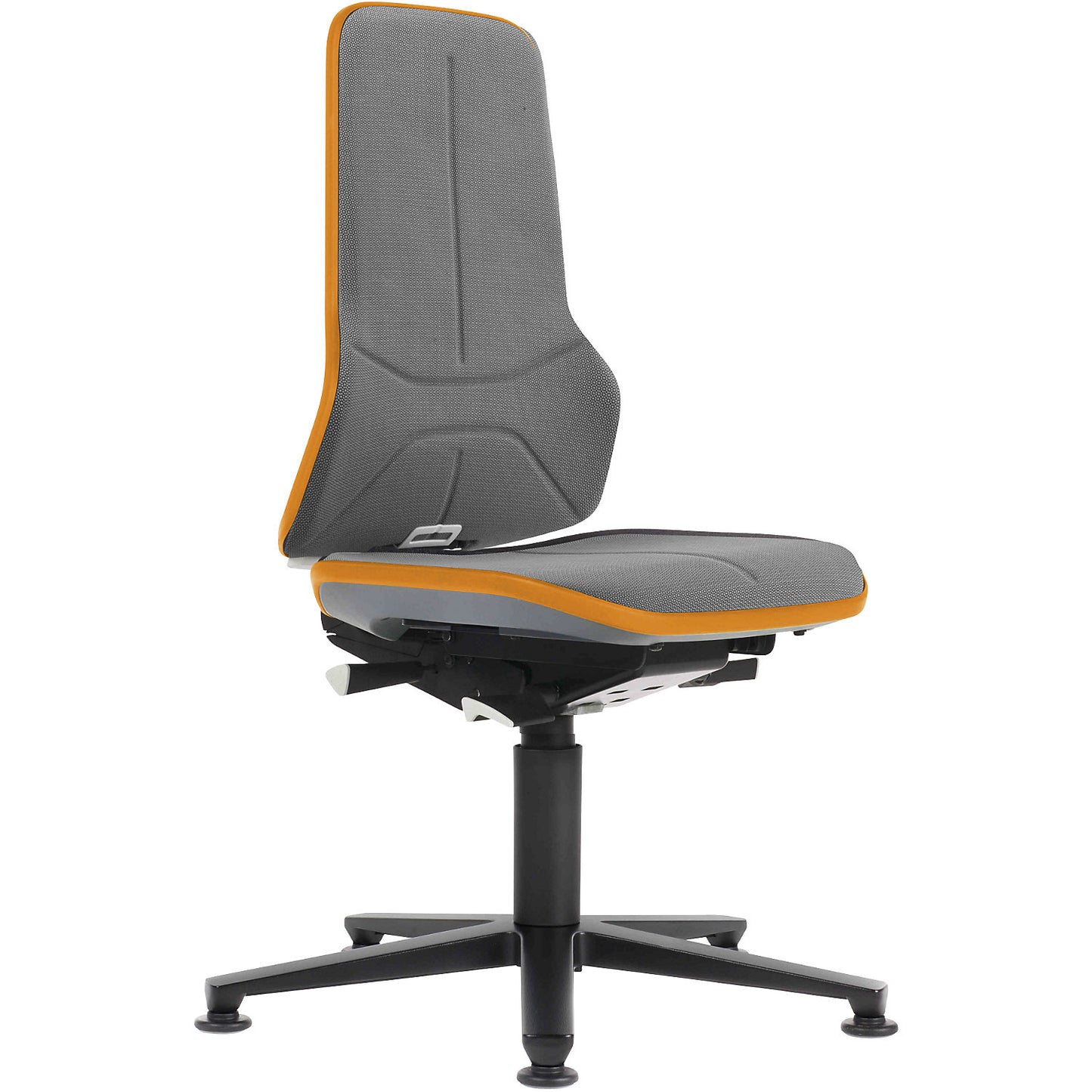 NEON industrial swivel chair swivel chair, floor glides, permanent contact mechanism, Supertec, orange bumper.
