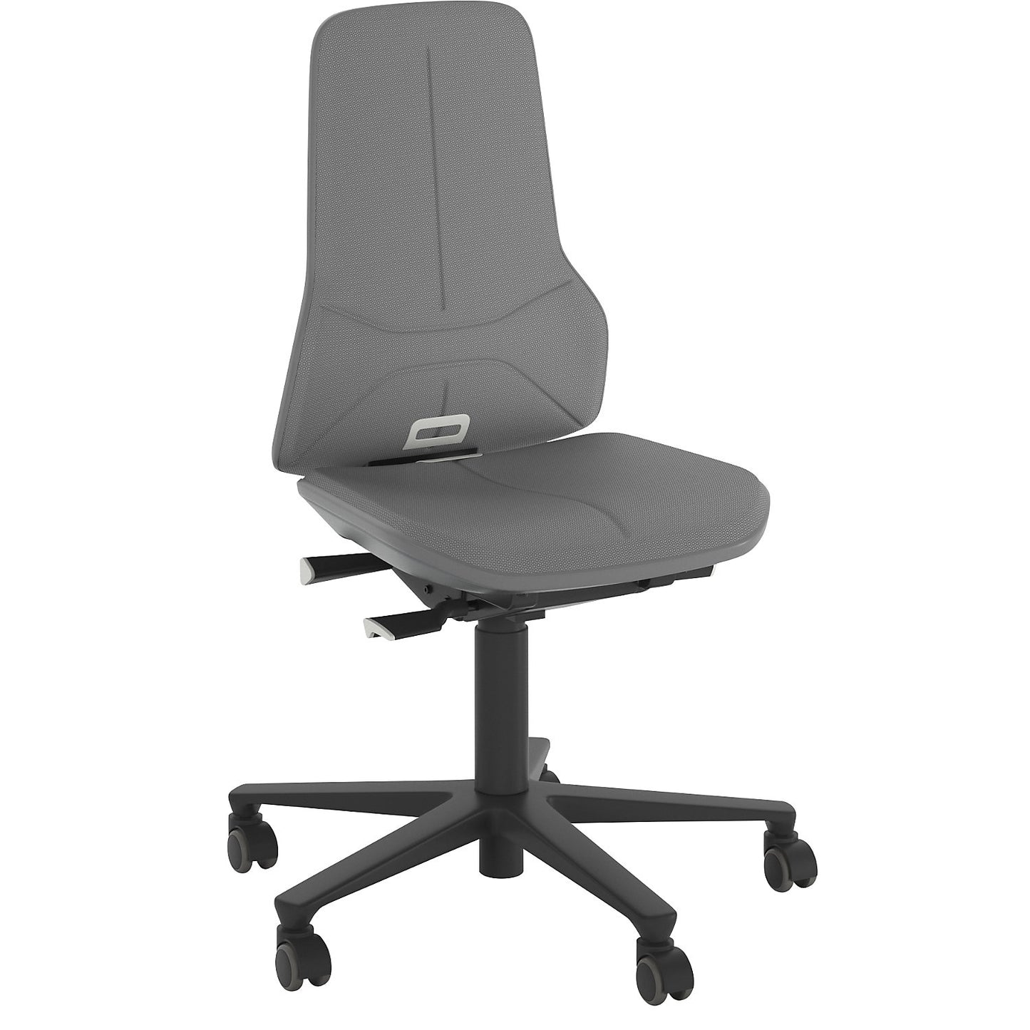 NEON industrial swivel chair, castors, permanent contact mechanism, Supertec, grey bumper.