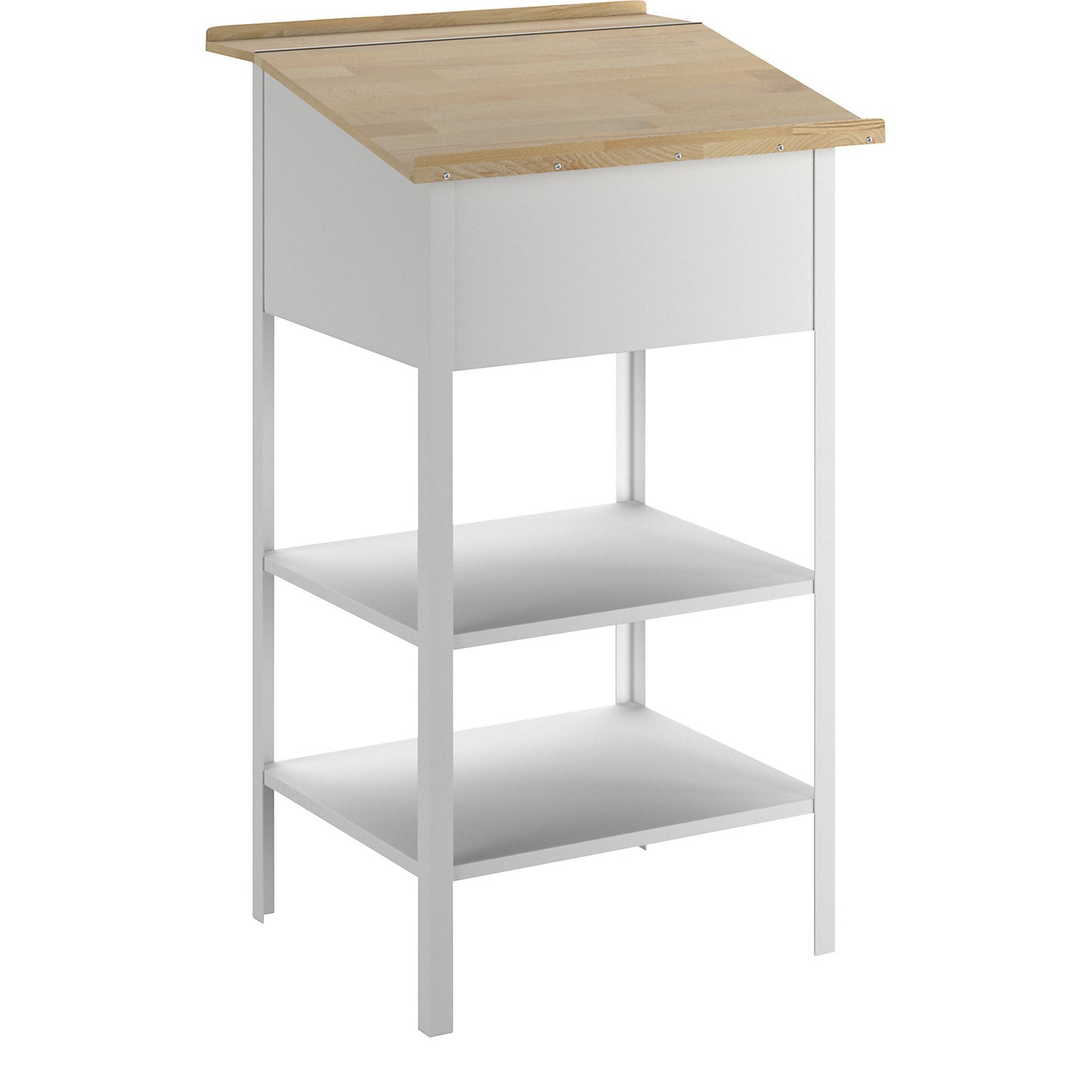 Industrial pedestal desk, open version, light grey.