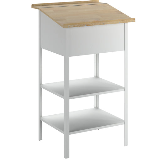 Industrial pedestal desk, open version, light grey.