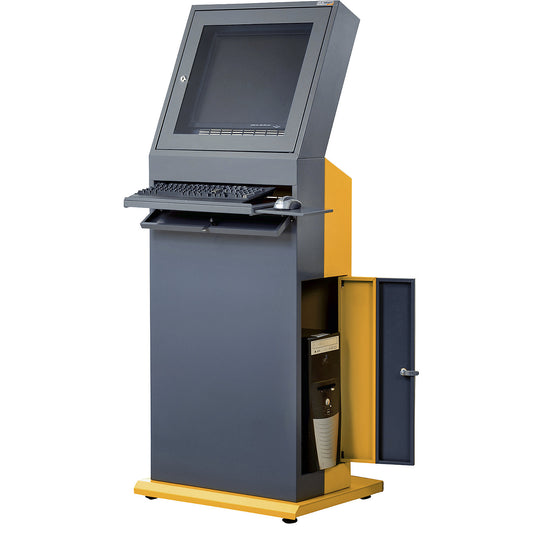 PC terminal, HxWxD 1600 x 650 x 600 mm, slate grey / melon yellow.