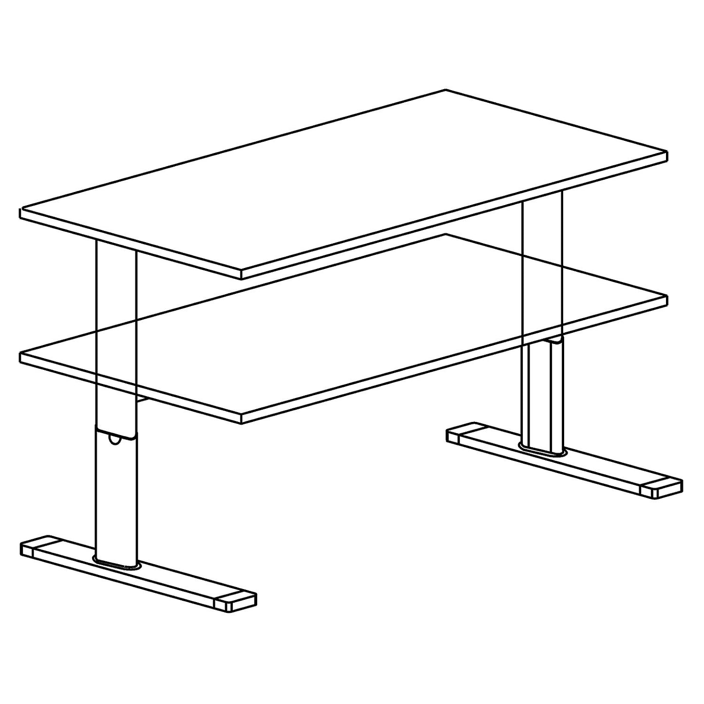 UPLINER-K - Desk, electric height adjustment, 700 - 1200 mm, WxD 1200 x 800 mm, WxD 1800 x 800 mm, oak/aluminium silver.