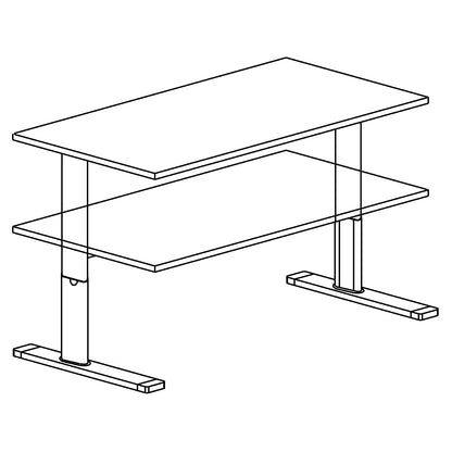 UPLINER-K - Desk, electric height adjustment, 700 - 1200 mm, WxD 1200 x 800 mm, WxD 1800 x 800 mm, oak/aluminium silver.