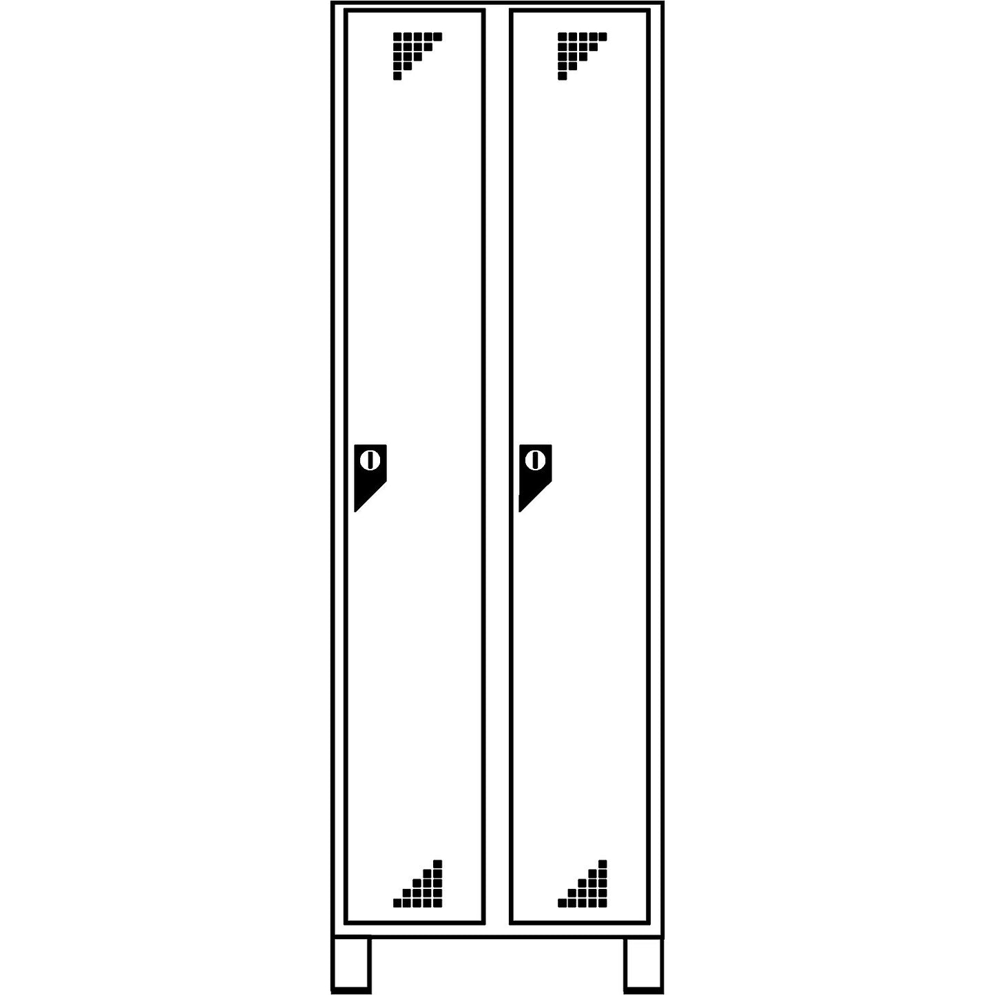 Bremen locker, 2 compartments, light grey / brilliant blue, width 600 mm.