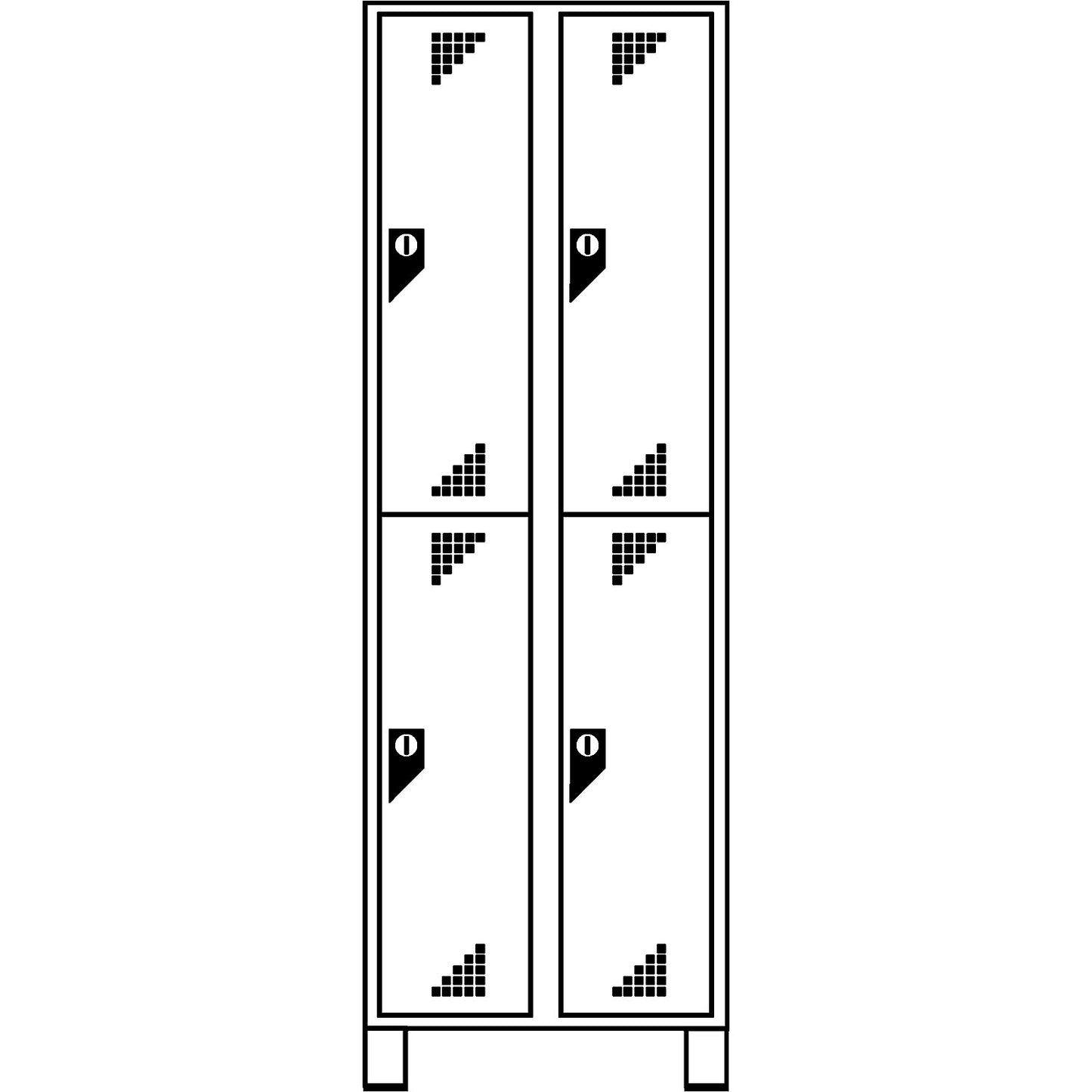Bremen double deck clothes locker, 2 compartments, light grey / charcoal, width 600 mm, 4 compartments.