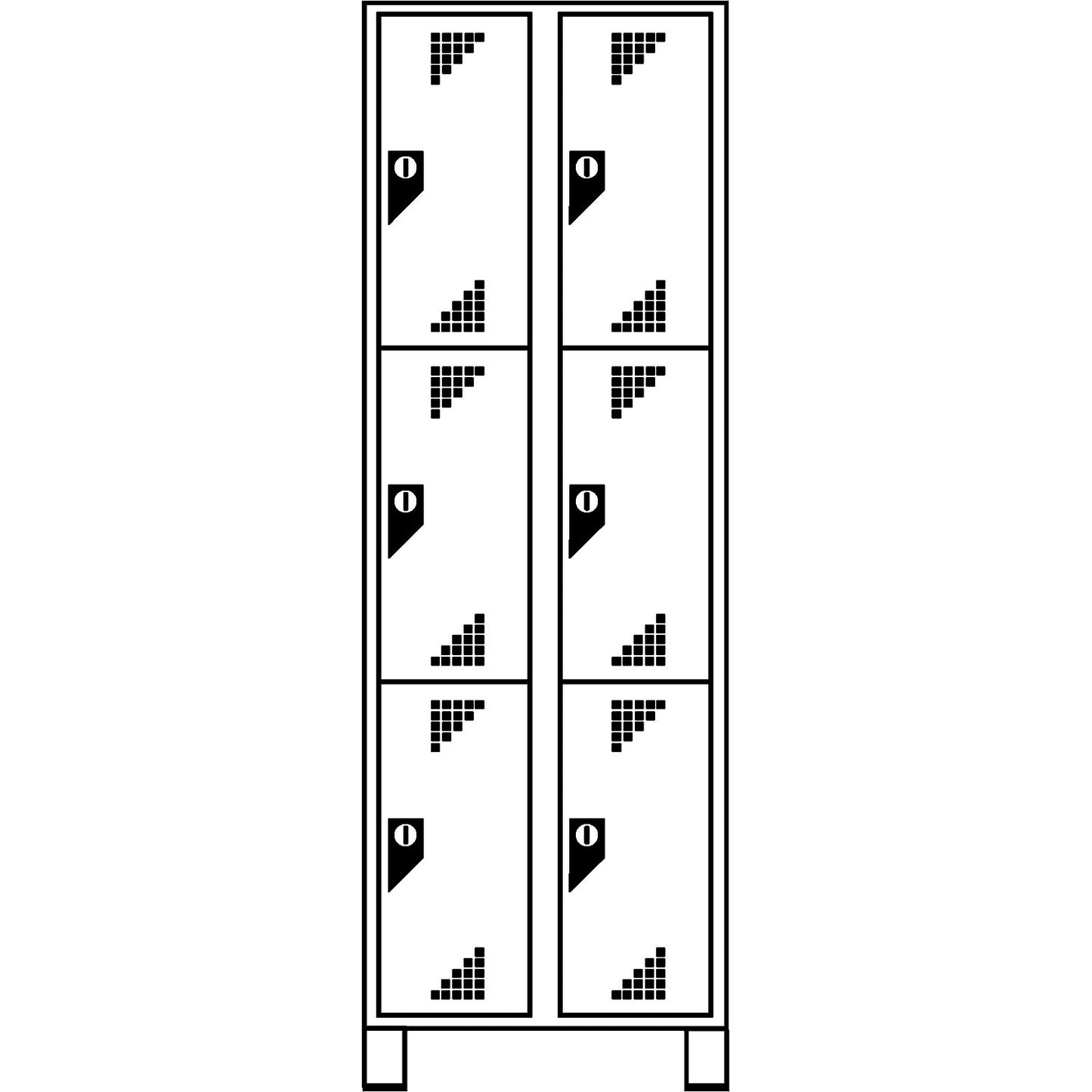 Bremen 3-fold compartment locker, 2 compartments, light grey / charcoal, width 600 mm, 6 compartments.