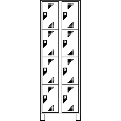 Bremen 4-fold compartment locker, 2 compartments, light grey / brilliant blue, width 800 mm, 8 compartments.