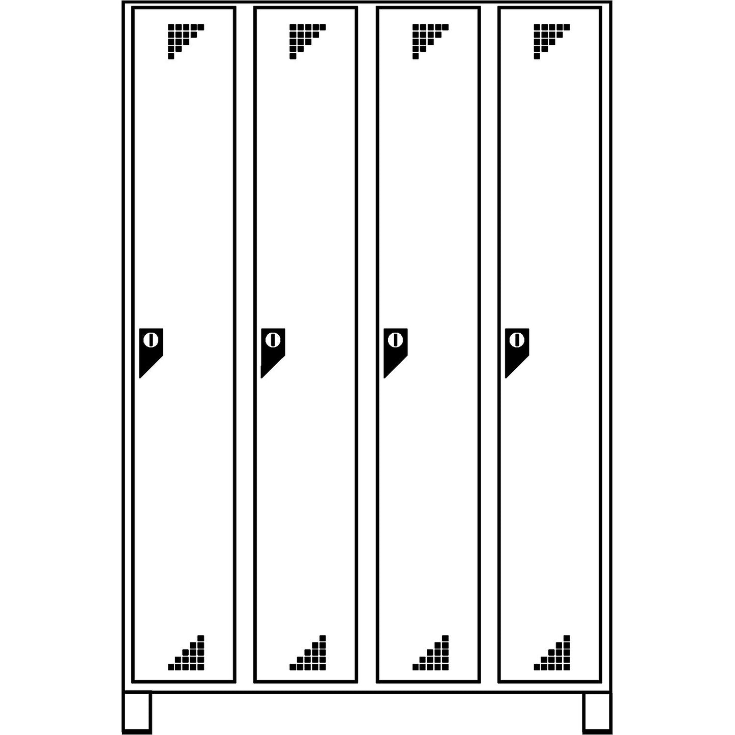 Bremen locker, 4 compartments, light grey / charcoal, width 1200 mm.