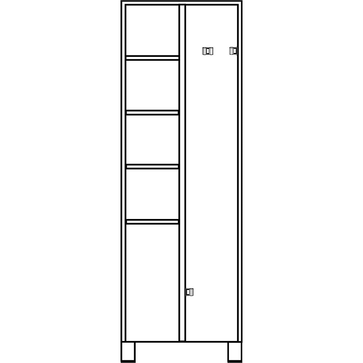 Bremen multi-purpose/cloakroom locker, centre partition, clamp, light grey / charcoal, width 600 mm.