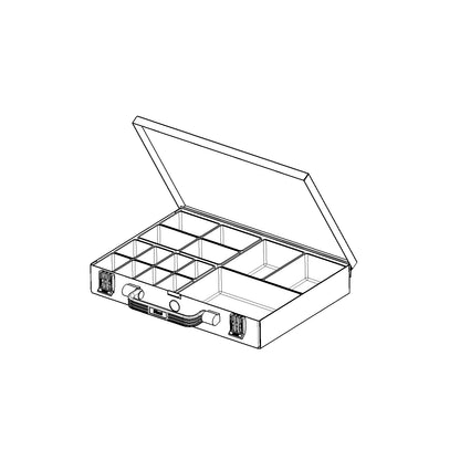 Tower with small parts cases, HxWxD 434 x 416 x 256 mm, 5 cases, 75 modular bins.