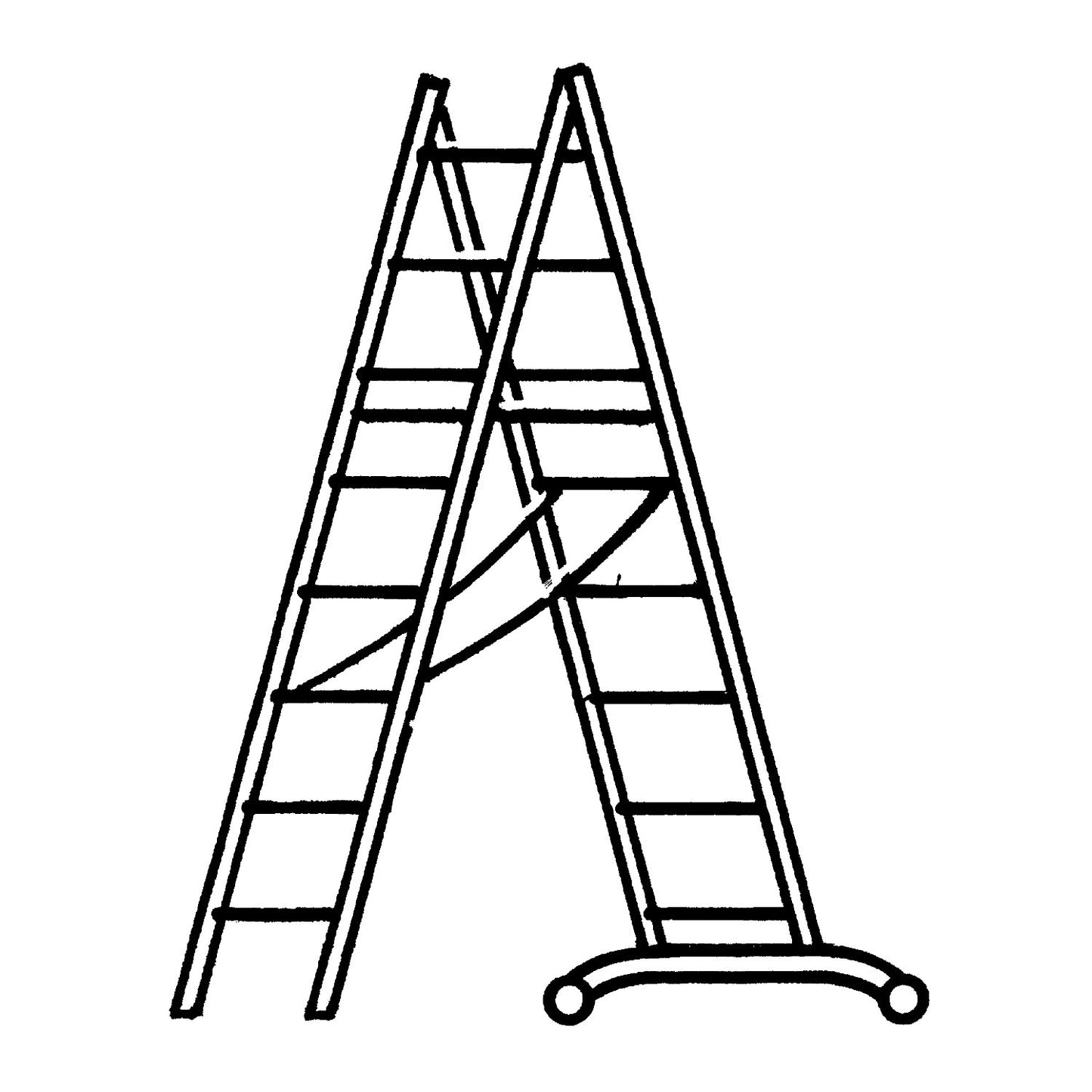 Aluminium multi-purpose ladder, trade model, 3 x 12 rungs, max. working height 9.32 m.