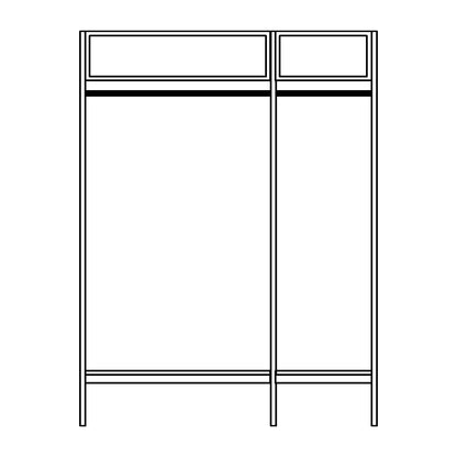 Open coat rack, light grey RAL 7035, with 15 coat hangers.