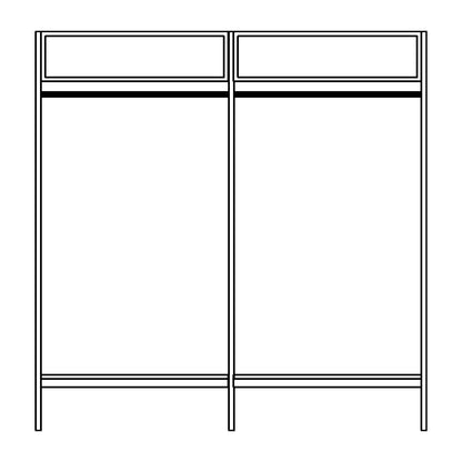 Open coat rack, light grey RAL 7035, with 20 coat hangers.
