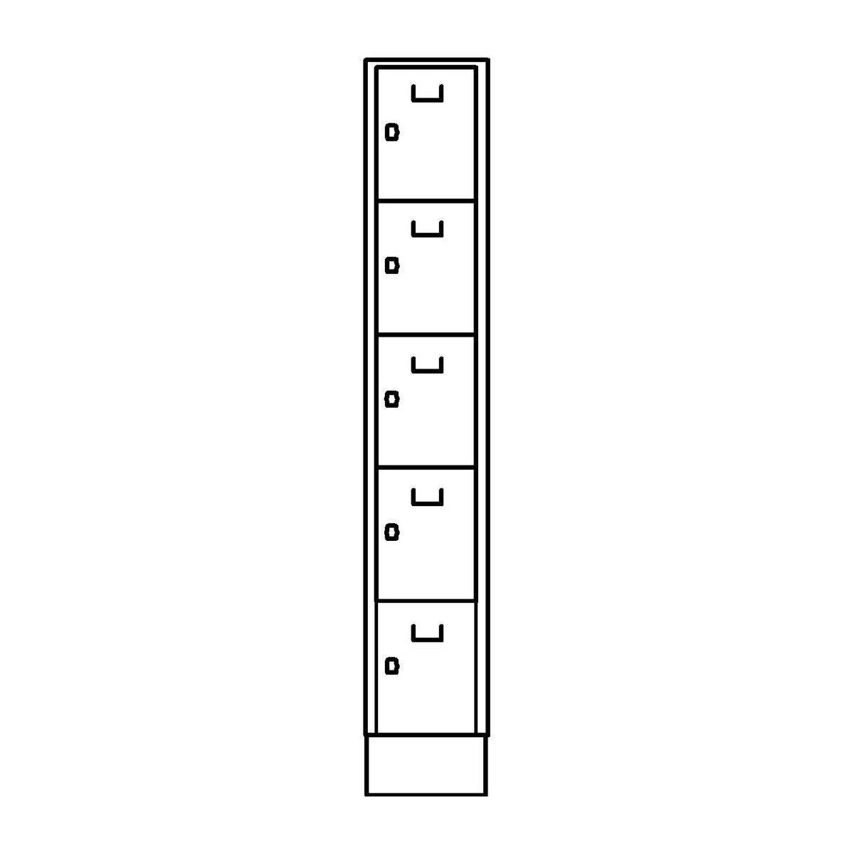 Dresden 5-fold compartment locker, 1 compartment, light grey / jet black, W 300 mm, with base plinth.