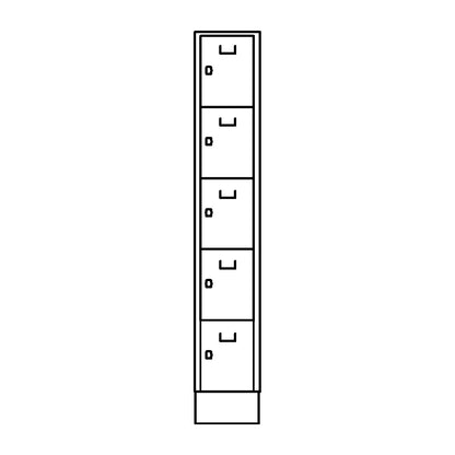 Dresden 5-fold compartment locker, 1 compartment, light grey / basalt grey, W 300 mm, with base plinth.