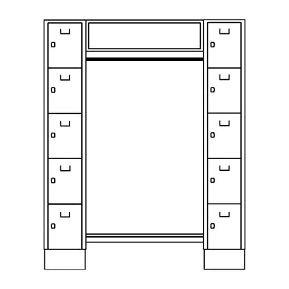 Dresden cloakroom locker system, 2 compartments, 1 coat rack, W 1670 mm, light grey / gentian blue.