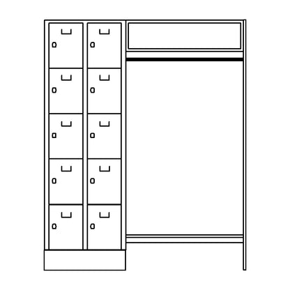 Dresden cloakroom locker system, 2 compartments on left, 1 coat rail, W 1670 mm, light grey.