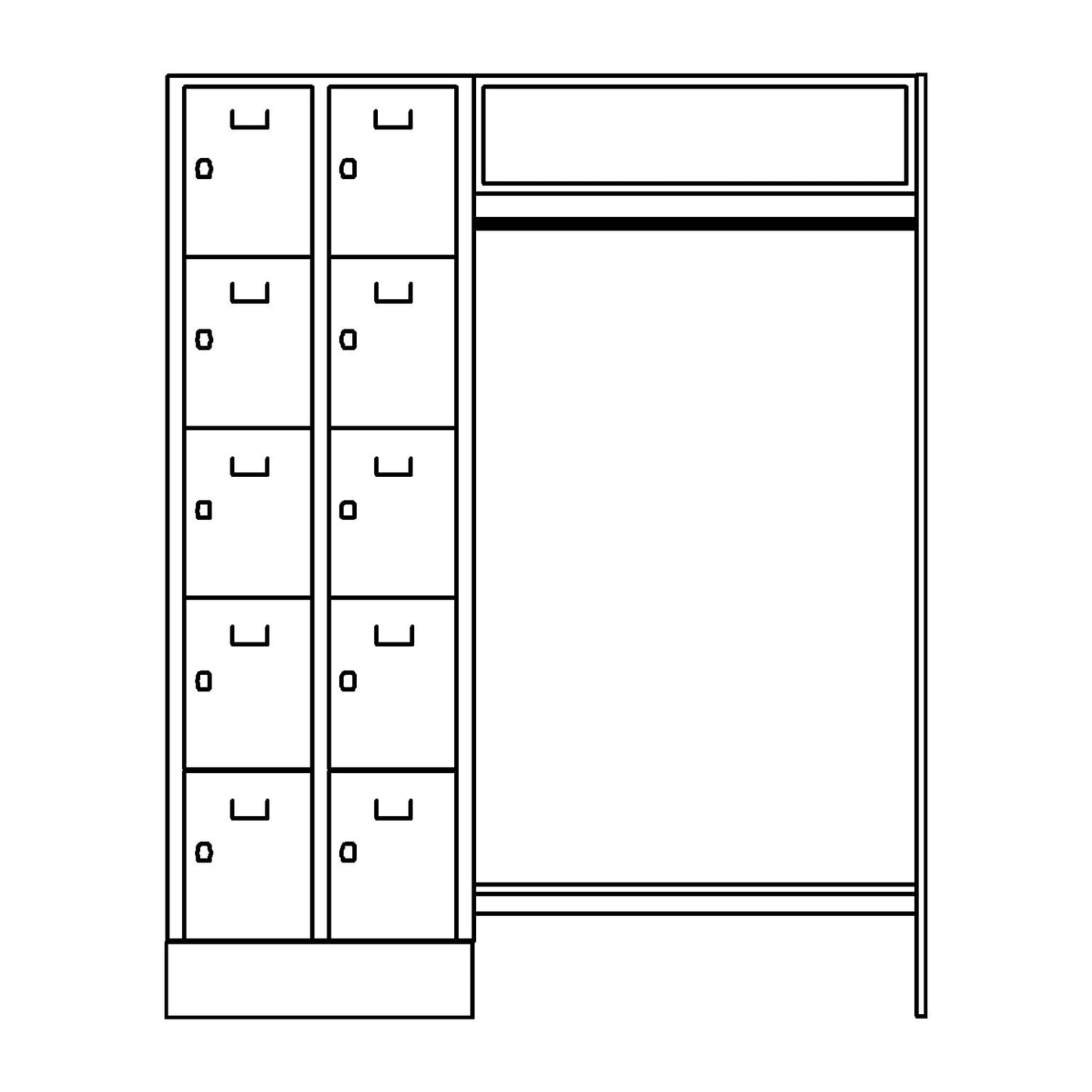 Dresden cloakroom locker system, 2 compartments on left, 1 coat rail, W 1670 mm, light grey / light blue.