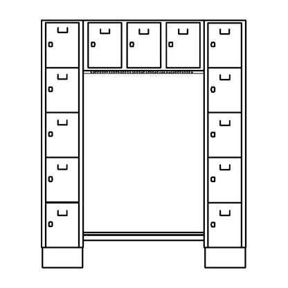 Dresden cloakroom locker system, 13 compartments, light grey / light blue.