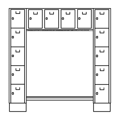 Dresden cloakroom locker system, 14 compartments, light grey / pigeon blue.